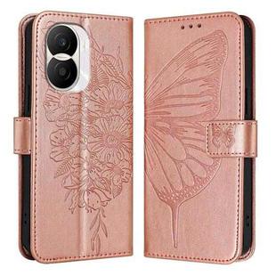 For Honor X40i Embossed Butterfly Leather Phone Case(Rose Gold)