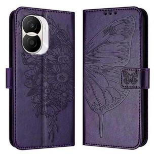 For Honor X40i Embossed Butterfly Leather Phone Case(Dark Purple)