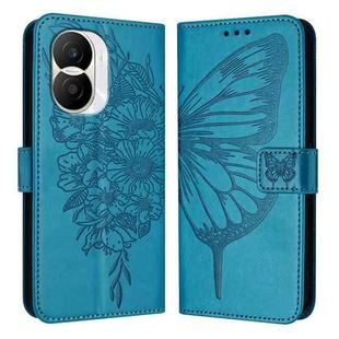 For Honor X40i Embossed Butterfly Leather Phone Case(Blue)