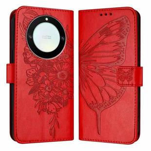 For Honor X40 / X9a / Magic5 Lite Embossed Butterfly Leather Phone Case(Red)