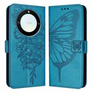 For Honor X40 / X9a / Magic5 Lite Embossed Butterfly Leather Phone Case(Blue)