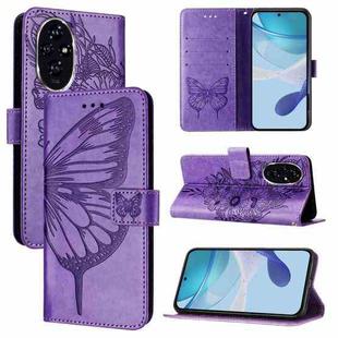 For Honor 200 Embossed Butterfly Leather Phone Case(Purple)