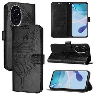 For Honor 200 Embossed Butterfly Leather Phone Case(Black)