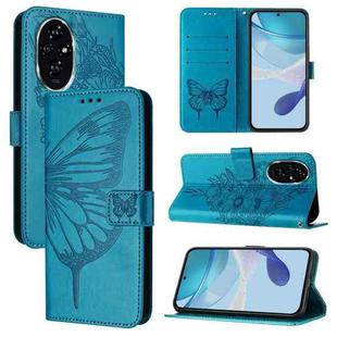 For Honor 200 Pro Embossed Butterfly Leather Phone Case(Blue)