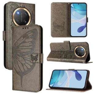 For Honor X9C 5G Global Embossed Butterfly Leather Phone Case(Grey)