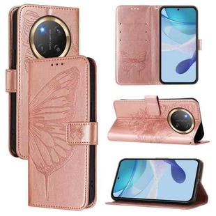 For Honor X9C 5G Global Embossed Butterfly Leather Phone Case(Rose Gold)