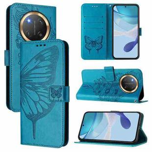 For Honor X9C 5G Global Embossed Butterfly Leather Phone Case(Blue)