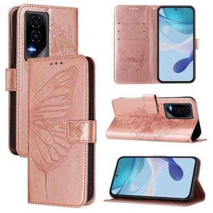 For Honor GT Embossed Butterfly Leather Phone Case(Rose Gold)