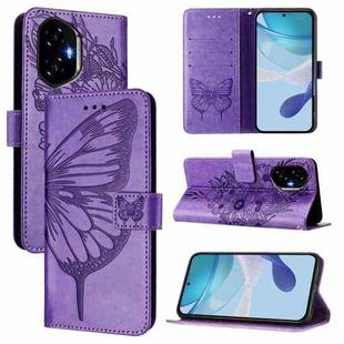For Honor 300 Embossed Butterfly Leather Phone Case(Purple)