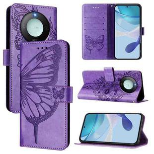 For Honor X9C Smart Global Embossed Butterfly Leather Phone Case(Purple)