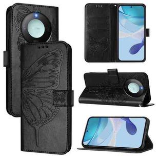For Honor X9C Smart Global Embossed Butterfly Leather Phone Case(Black)