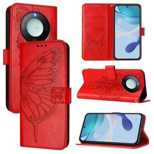 For Honor X9C Smart Global Embossed Butterfly Leather Phone Case(Red)