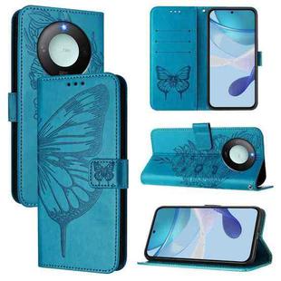 For Honor X9C Smart Global Embossed Butterfly Leather Phone Case(Blue)