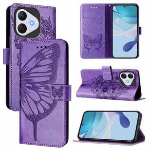 For Honor 400 Lite Global Embossed Butterfly Leather Phone Case(Purple)