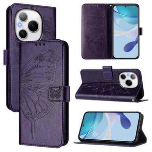 For Honor Power 5G Embossed Butterfly Leather Phone Case(Dark Purple)