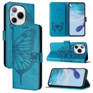 For Honor Power 5G Embossed Butterfly Leather Phone Case(Blue)