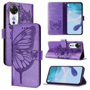 For Honor Play 60 5G Embossed Butterfly Leather Phone Case(Purple)