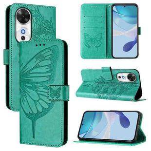 For Honor Play 60 5G Embossed Butterfly Leather Phone Case(Green)