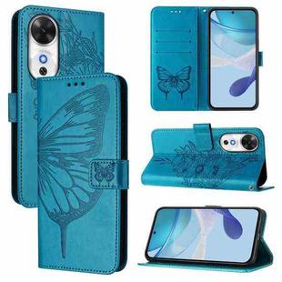 For Honor Play 60 5G Embossed Butterfly Leather Phone Case(Blue)
