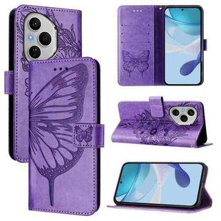 For Honor 400 Pro 5G Global 160.8mm Embossed Butterfly Leather Phone Case(Purple)