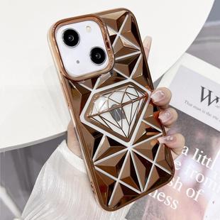 For iPhone 14 Diamond Electroplated Laser Carving Phone Case(Gold)