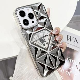 For iPhone 14 Pro Diamond Electroplated Laser Carving Phone Case(Silver)