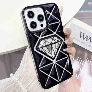 For iPhone 14 Pro Diamond Electroplated Laser Carving Phone Case(Black)