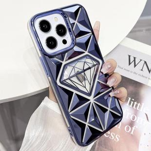 For iPhone 13 Pro Max Diamond Electroplated Laser Carving Phone Case(Blue)