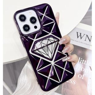 For iPhone 13 Pro Max Diamond Electroplated Laser Carving Phone Case(Purple)