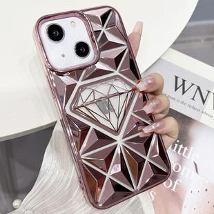 For iPhone 13 Diamond Electroplated Laser Carving Phone Case(Pink)