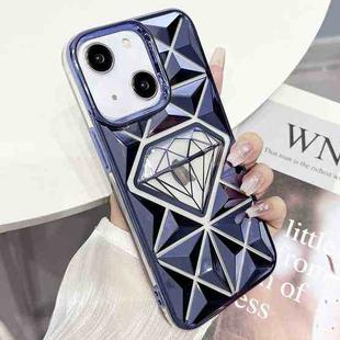 For iPhone 13 Diamond Electroplated Laser Carving Phone Case(Blue)