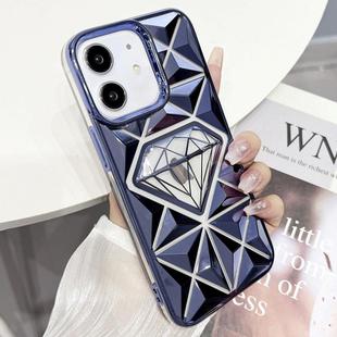 For iPhone 12 Diamond Electroplated Laser Carving Phone Case(Blue)