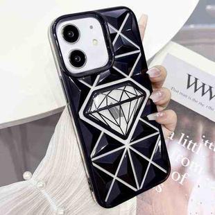 For iPhone 12 Diamond Electroplated Laser Carving Phone Case(Black)