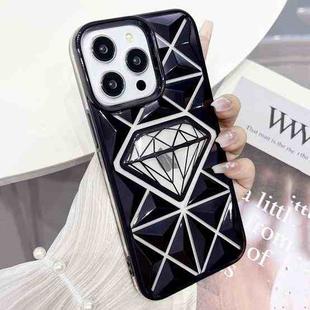 For iPhone 12 Pro Max Diamond Electroplated Laser Carving Phone Case(Black)