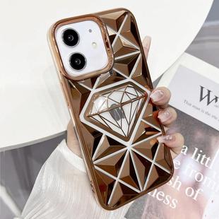 For iPhone 11 Diamond Electroplated Laser Carving Phone Case(Gold)