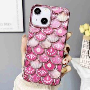 For iPhone 14 Mermaid Scale Electroplated Laser Carving Phone Case(Pink)