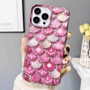 For iPhone 14 Pro Mermaid Scale Electroplated Laser Carving Phone Case(Pink)