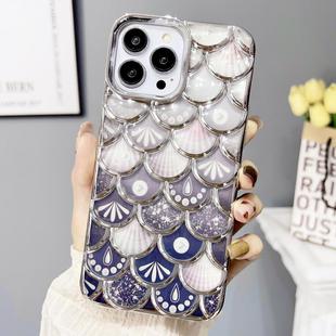 For iPhone 13 Pro Max Mermaid Scale Electroplated Laser Carving Phone Case(Silver)