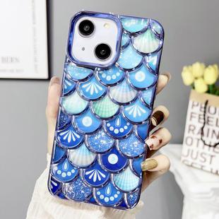 For iPhone 13 Mermaid Scale Electroplated Laser Carving Phone Case(Blue)