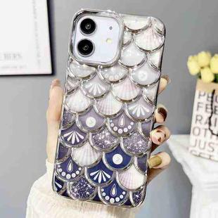 For iPhone 11 Mermaid Scale Electroplated Laser Carving Phone Case(Silver)