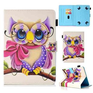 For 7 inch Universal Colored Drawing Stitching Leather Tablet Case(Owl)