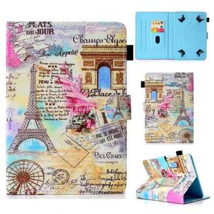 For 8 inch Universal Colored Drawing Stitching Leather Tablet Case(Romantic Paris)