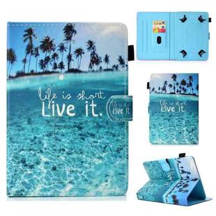 For 8 inch Universal Colored Drawing Stitching Leather Tablet Case(Blue Sea)
