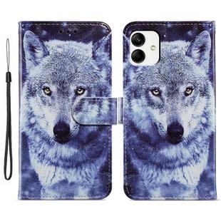 For Samsung Galaxy A05 Painted Pattern Horizontal Flip Leather Phone Case(White Wolf)