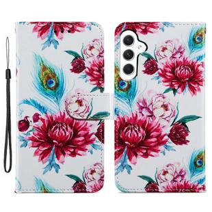 For Samsung Galaxy A05s Painted Pattern Horizontal Flip Leather Phone Case(Peacock Flower)