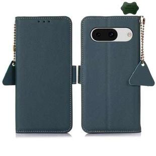 For Google Pixel 8A Side-Magnetic TJ Genuine Leather RFID Phone Case(Green)