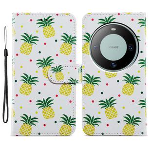 For Huawei Mate 60 Painted Pattern Horizontal Flip Leather Phone Case(Pineapple)