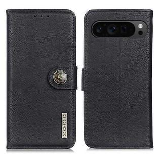 For Google Pixel 10 Pro / 9 Pro KHAZNEH Cowhide Texture Horizontal Flip Leather Phone Case(Black)