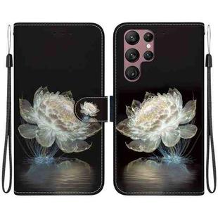 For Samsung Galaxy S22 Ultra 5G Crystal Texture Colored Drawing Leather Phone Case(Crystal Peony)