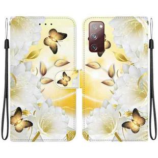 For Samsung Galaxy S20 FE 5G Crystal Texture Colored Drawing Leather Phone Case(Gold Butterfly Epiphyllum)